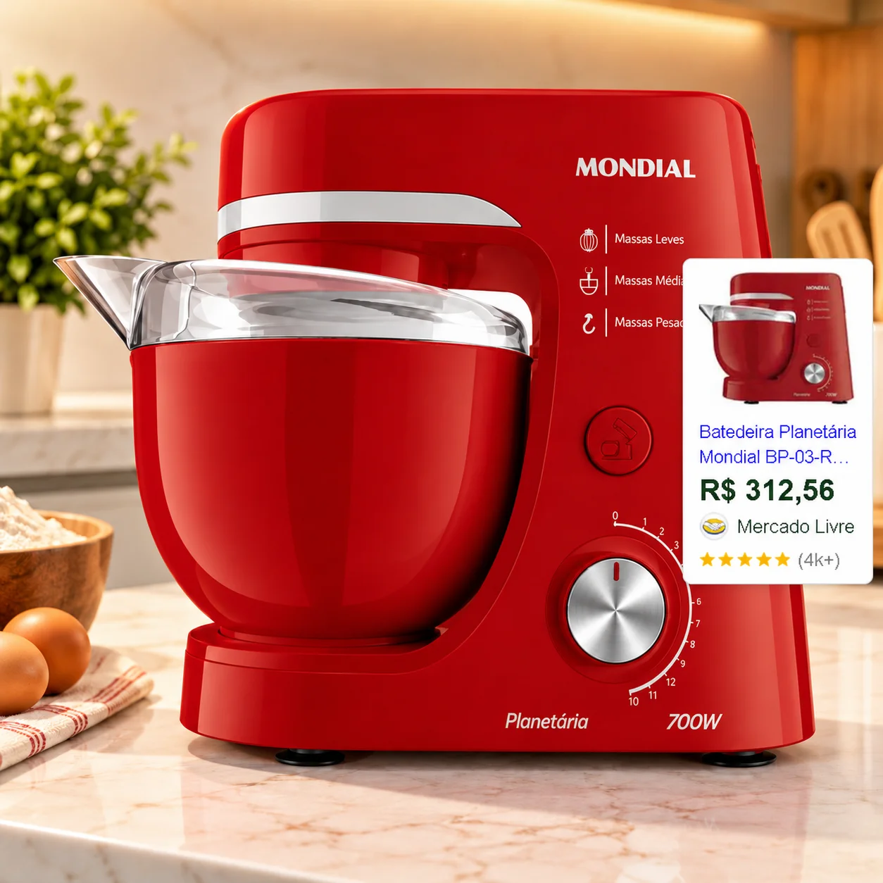 BATEDEIRA PLANETARIA MONDIAL VERMELHA 110V - 1