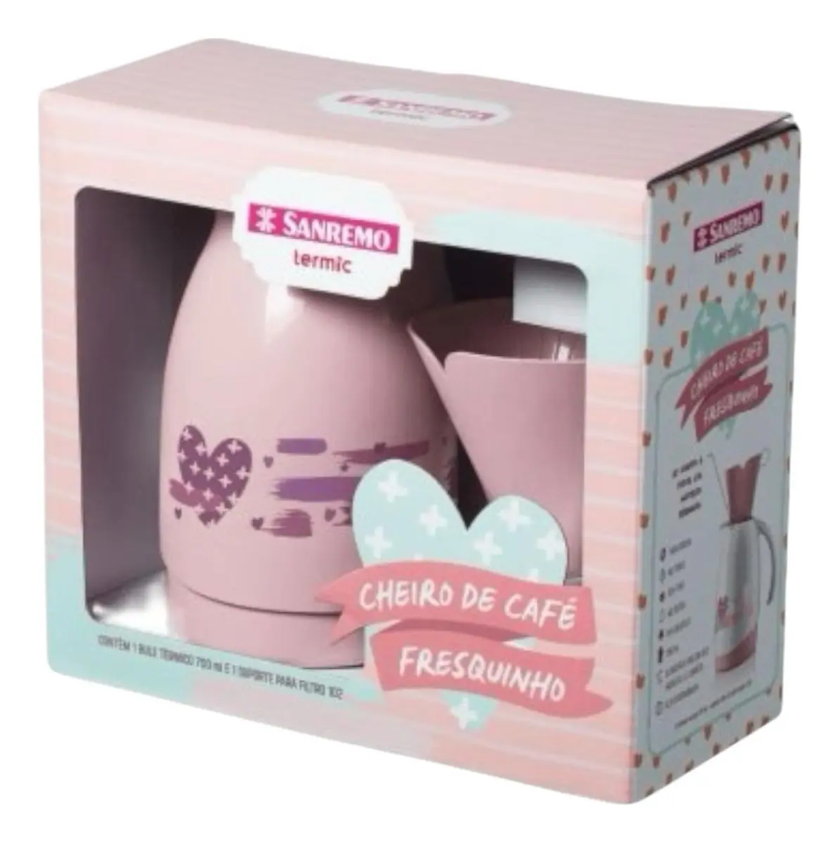 GARRAFA TÉRMICA 700ML + SUPORTE PARA FILTRO 102 - ROSA - SANREMO - 2