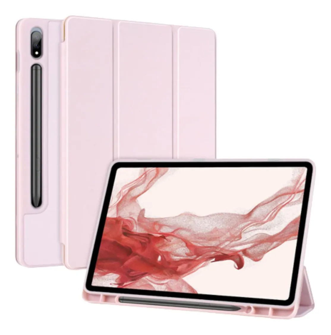 CASE + PELÍCULA + CANETA TASSOS PARA TABLET - SAMSUNG GALAXY TAB ROSA - 1