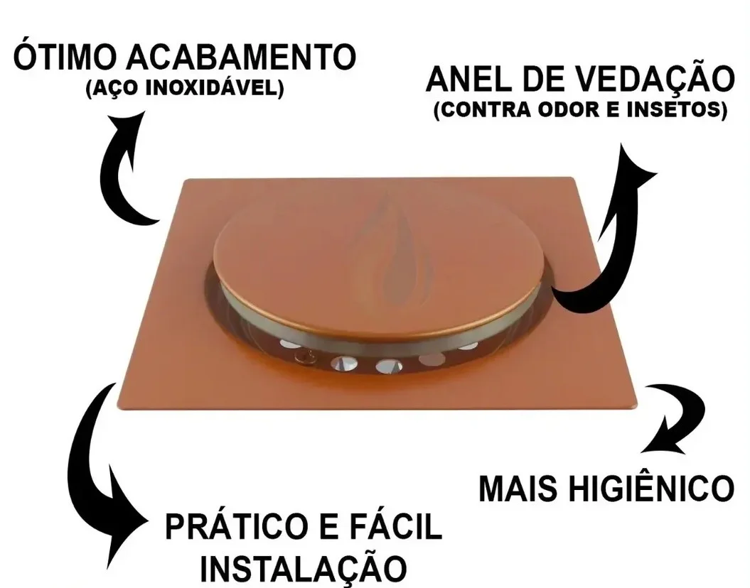 RALO CLICK INTELIGENTE EM AÇO INOXIDÁVEL YIMANUO - COR BRONZE POLIDO - MEDIDA 15X15 - 3