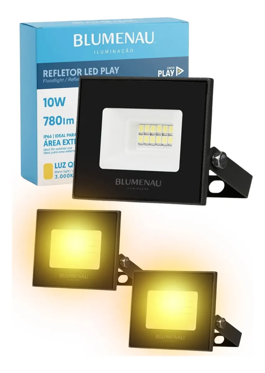 REFLETOR DE LED 10W DE POTÊNCIA / LUZ QUENTE 3000K - BLUMENAU - 1
