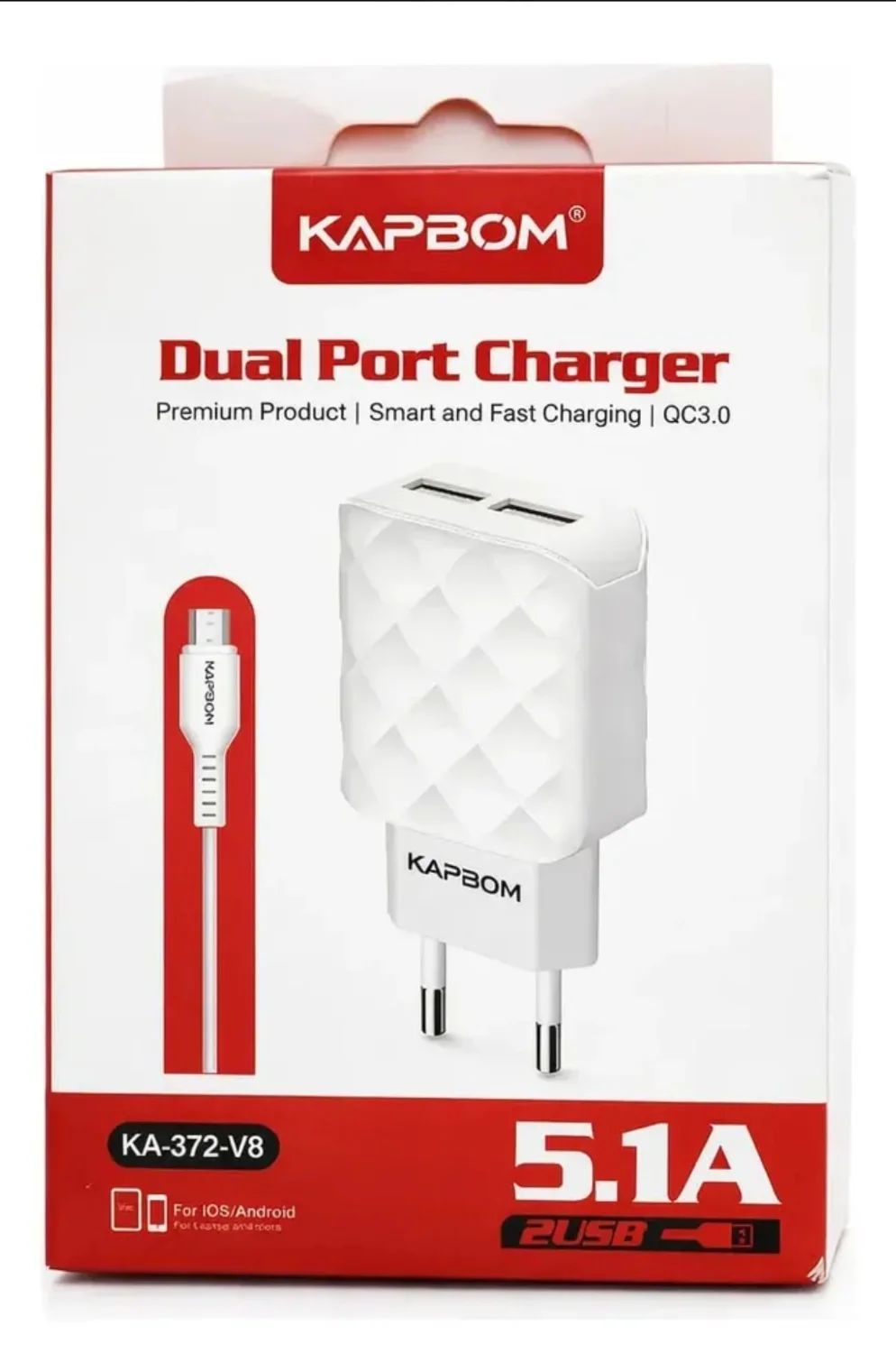 CARREGADOR DUAL PORT KAPBOM V8 | 5.1A - 1