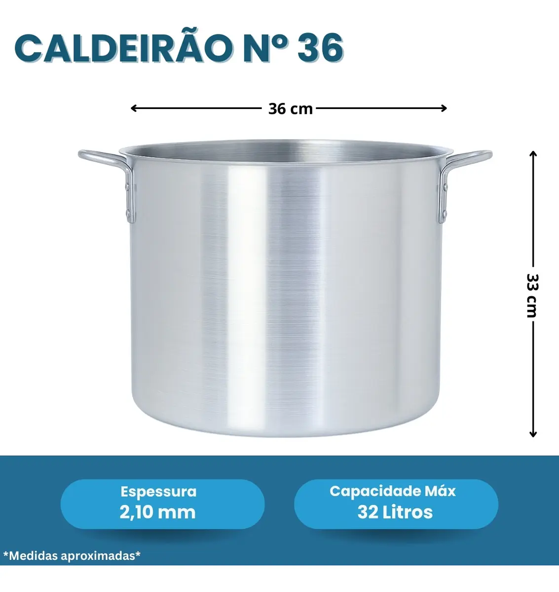CALDEIRÃO DE ALUMÍNIO DA MARCA ALUMÍNIO HAVAÍ N° 36 DE 32 LITROS - 3