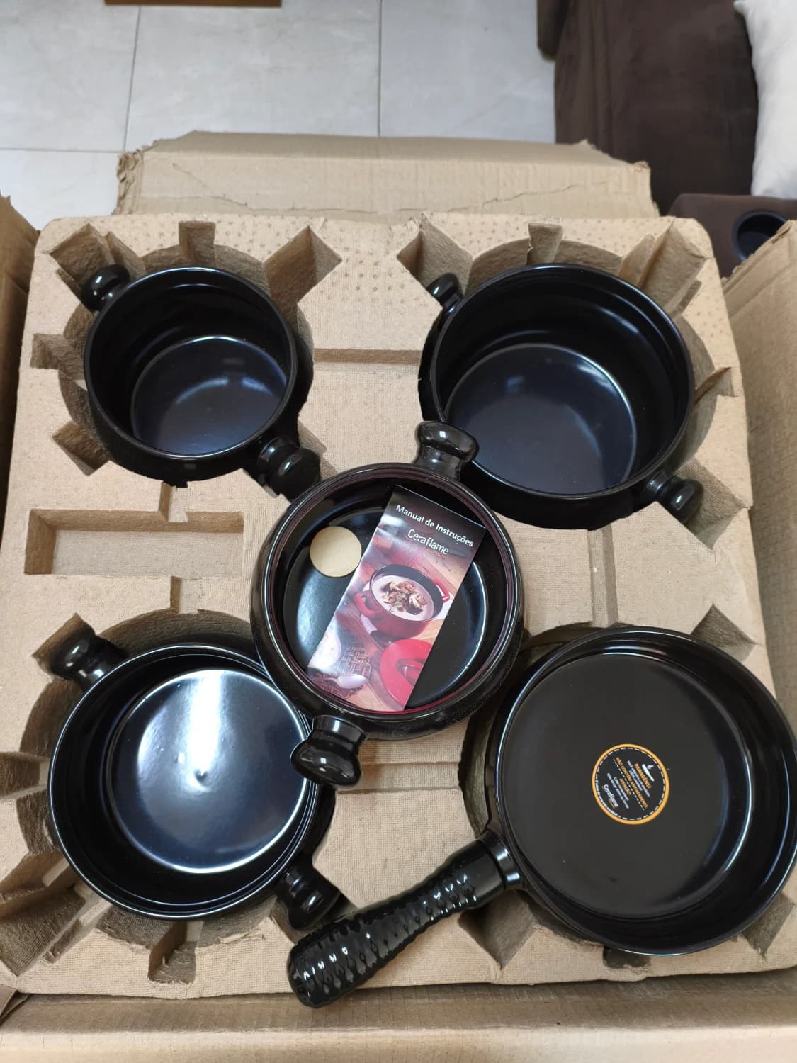 CONJUNTO DE PANELAS PREMIERE JOY CERAFLAME COOKWARE 5 PEÇAS PRETO - 1