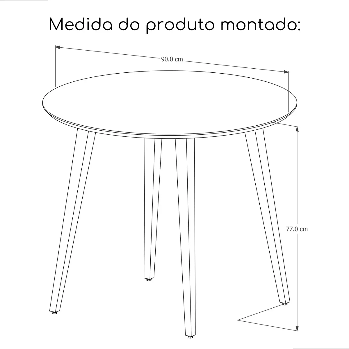 MESA DE JANTAR REDONDA 90CM - PÉS EM MADEIRA MACIÇA PREMIUM ( NÃO ACOMPANHA AS CADEIRAS) - 4