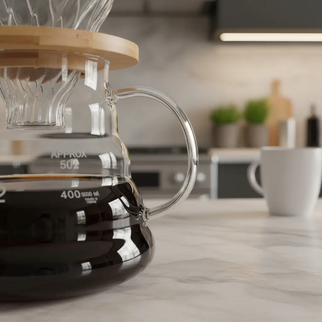 JARRA E FILTRO DE VIDRO 600ML COM TAMPA HERMÉTICA PARA CAFÉ - SUPORTE EM BAMBÚ - NÚMERO 102 - 2