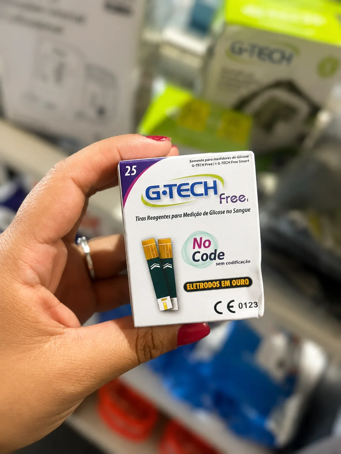 Tiras Reagentes G-tech Free Para Medicao De Glicose Com 25 Unidades Branco - 1