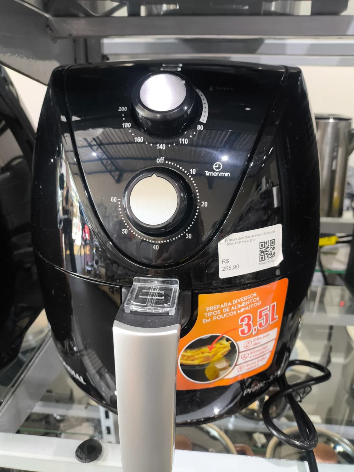 Fritadeira Sem Oleo Air Fryer 3,5l Mondial 1500w Af-31 Preto 220v - 1