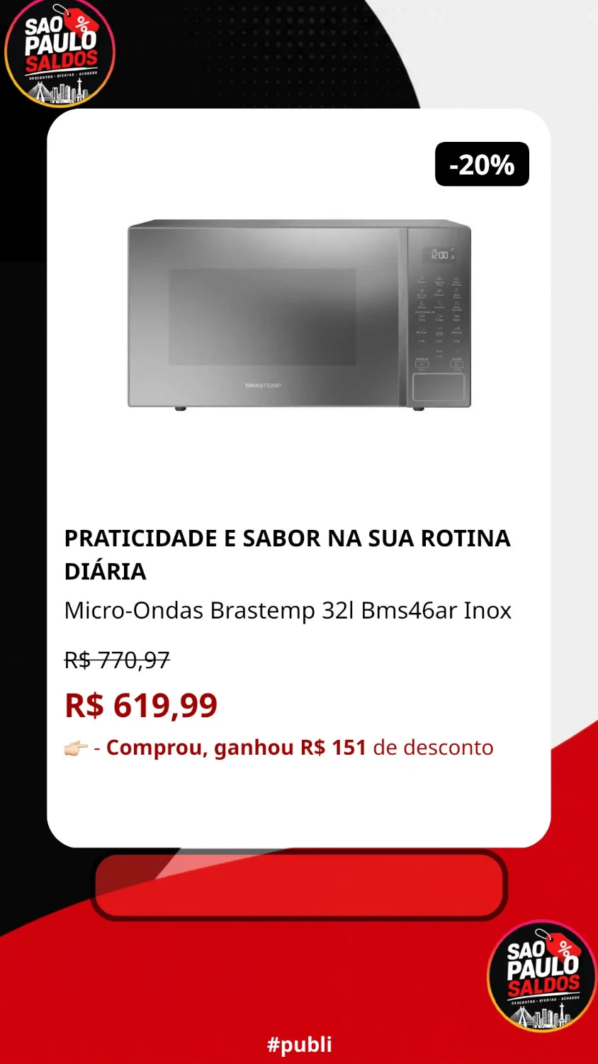 Micro-Ondas Brastemp 32l Bms46ar Inox - 1