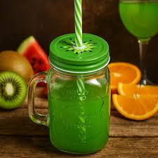 Kit 3 Canecas Fruta Vidro Canudo Drink Melancia Laranja Kiwi Frutas - 2