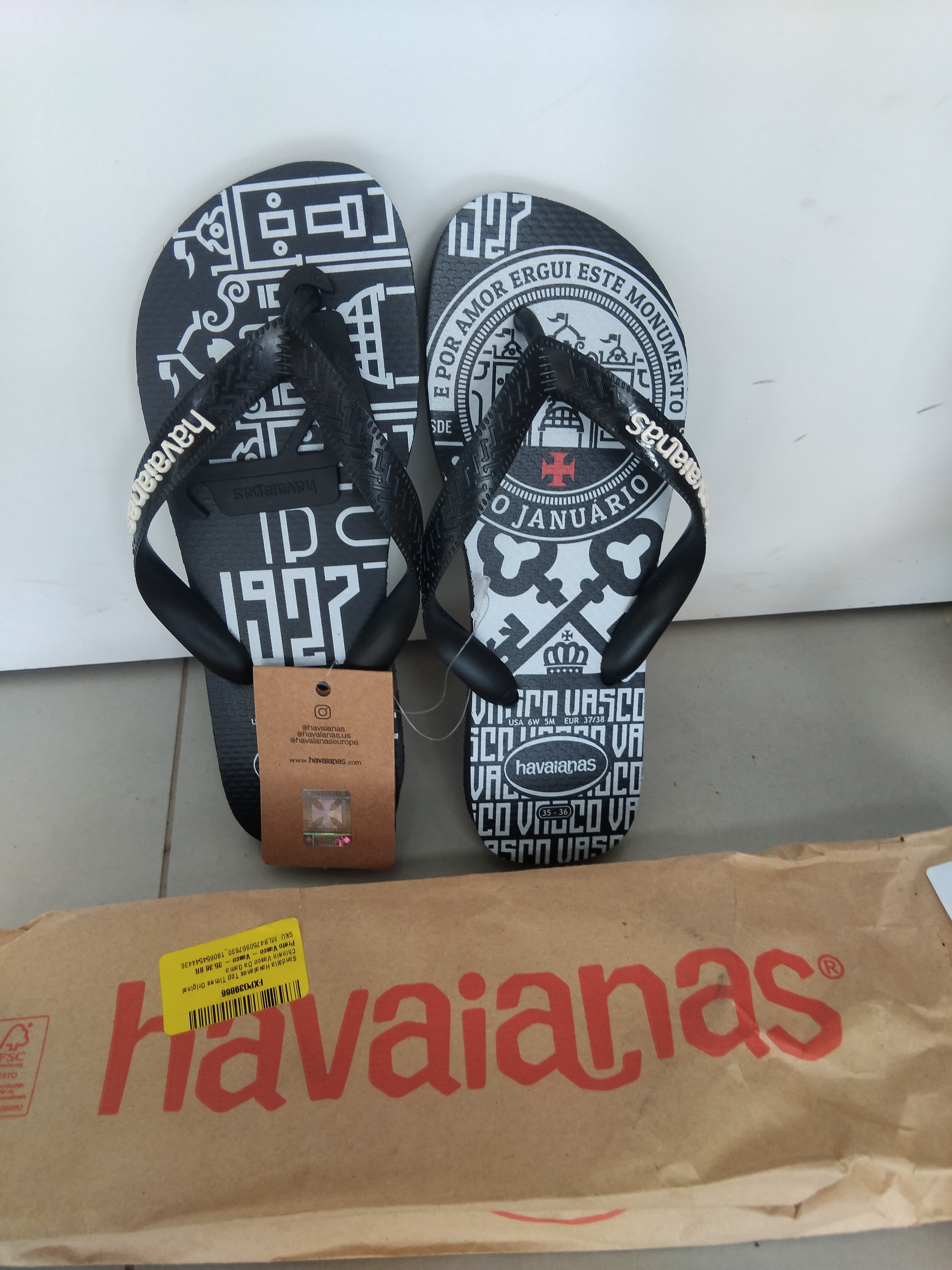 Sandália Havaianas Top Times Original Chinelo Vasco Da Gama - 1