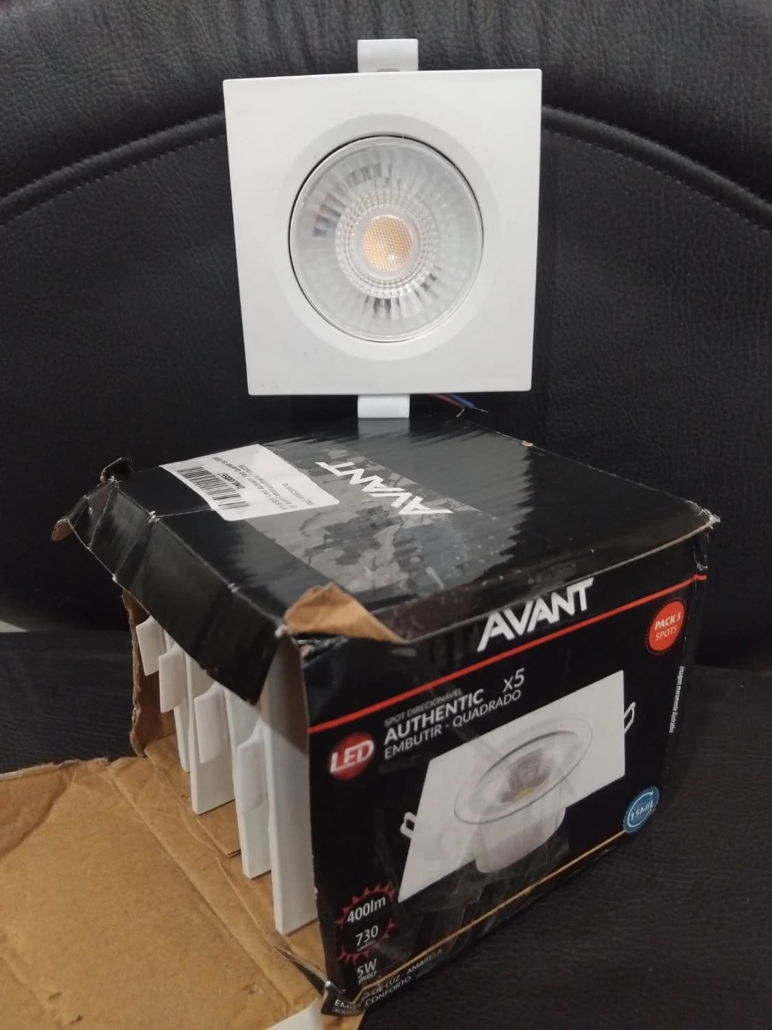 Kit 5 Spot Led Authentic Emb. Quadrado 5w 3000k Bf Avant Estrutura Branco (bivolt) 127/220v - 1