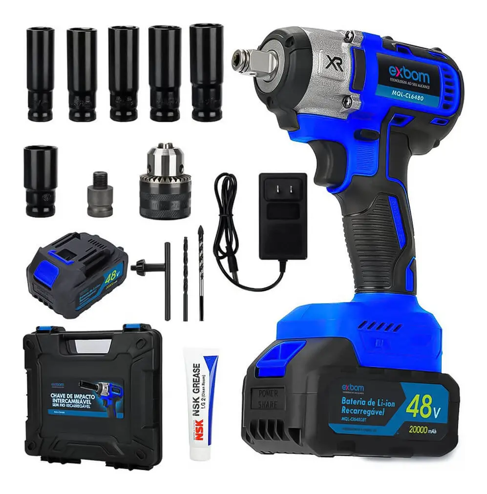 Parafusadeira Impacto Exbom 48V 2 Baterias MQL-CI6480 Velocidade 2300rpm - 1