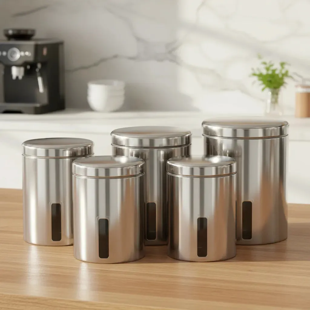 Conjunto Potes Mantimentos 5 Pçs Visor Suprema Inox Brinox - 1
