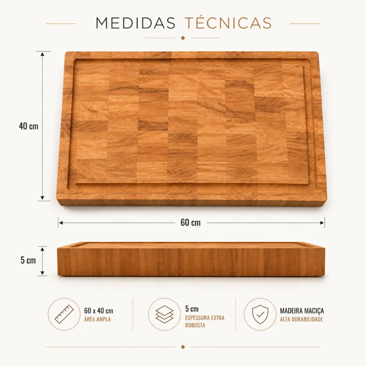 Tábua Para Churrasco 60x40x6cm Invertida Domama Grande - 1