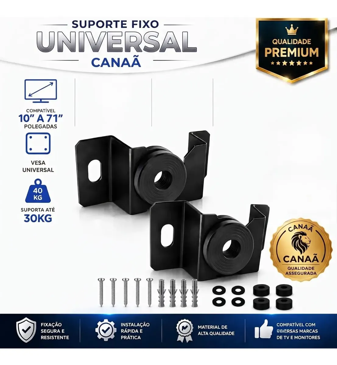 Suporte Tv Universal Fixo de 17" a 71" Polegadas /Com Kit Montagem Gabarito Completa. - 2