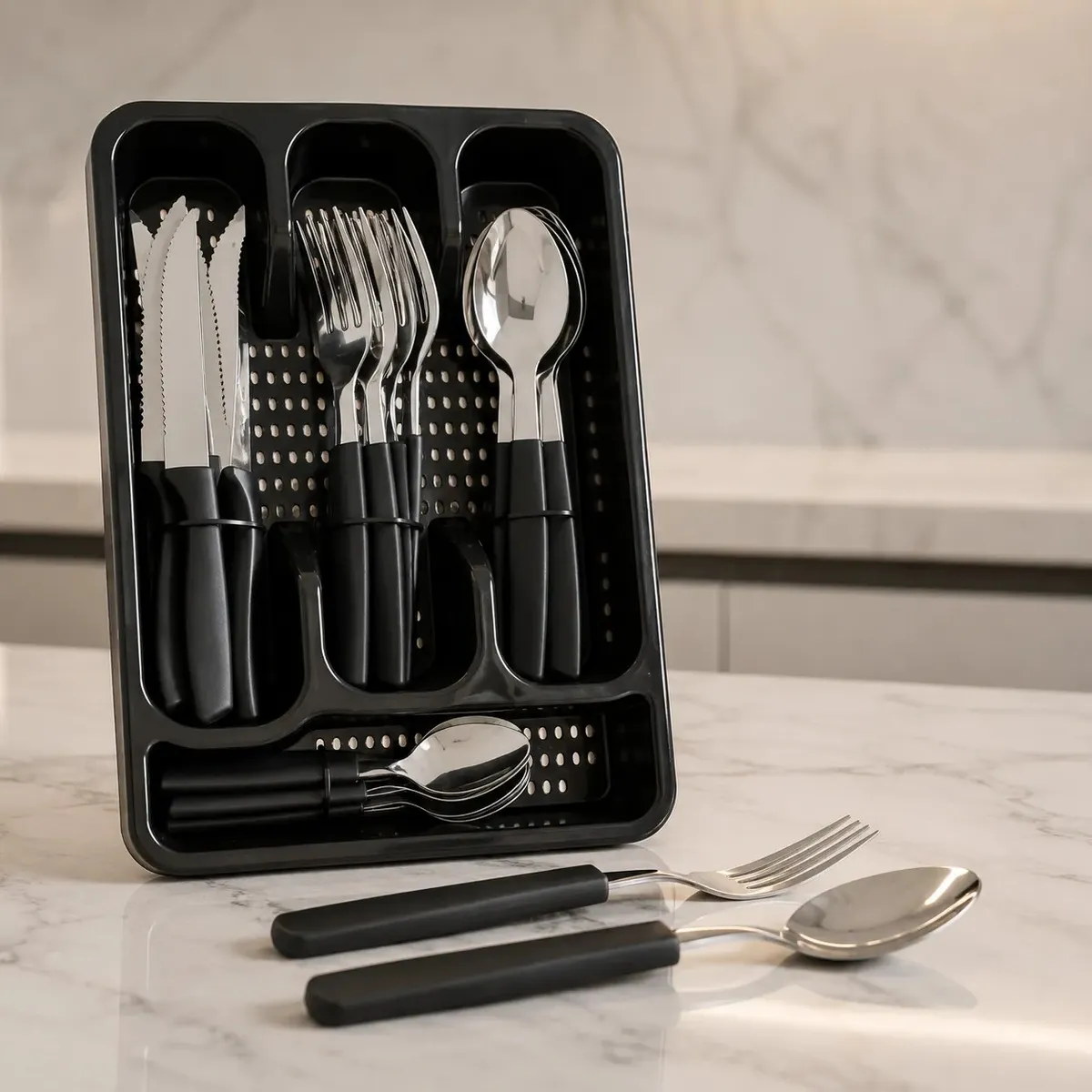 Faqueiro Inox 25 Peças Jogo Kit Talheres Faca Colher Garfo + Organizador | GP6 - 2