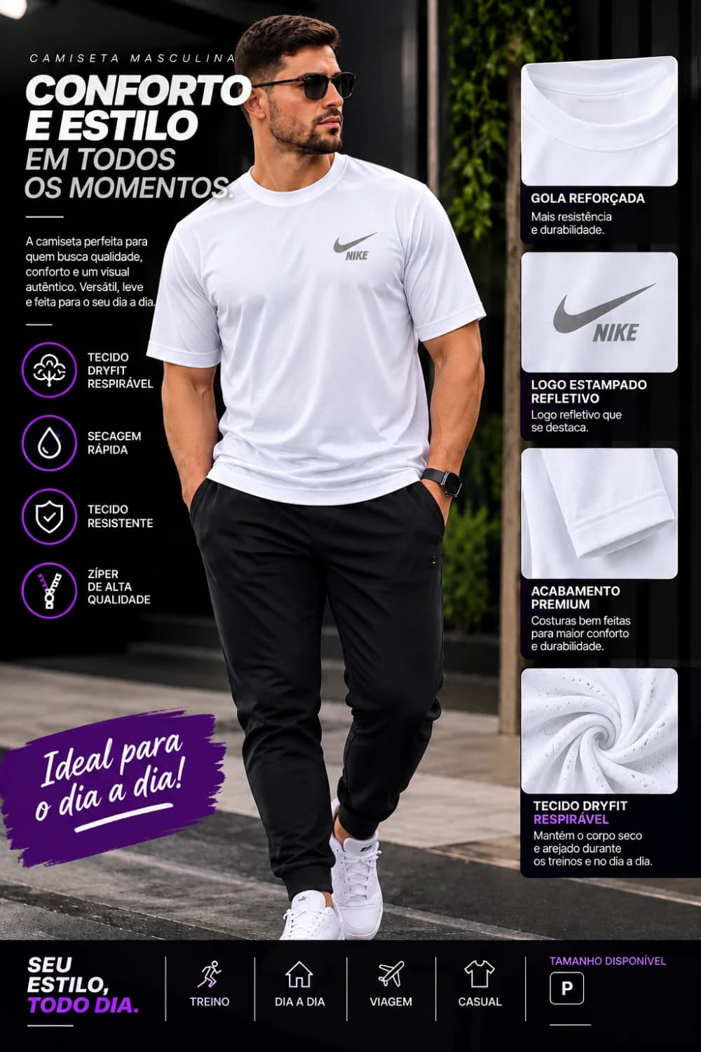 Camisa Dri-fit Park /Respiravel Cor Branca/ TAM GG - 1