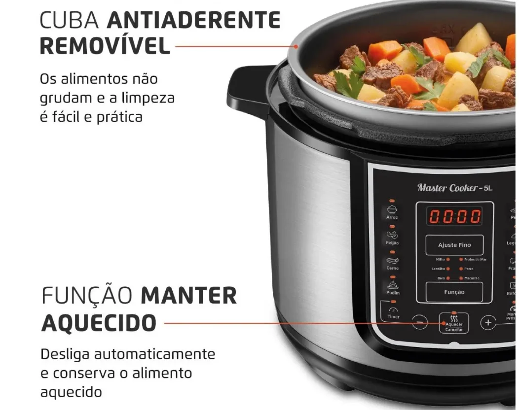 Panela de Pressão Elétrica 5 L Mondial Master Cooker - 2