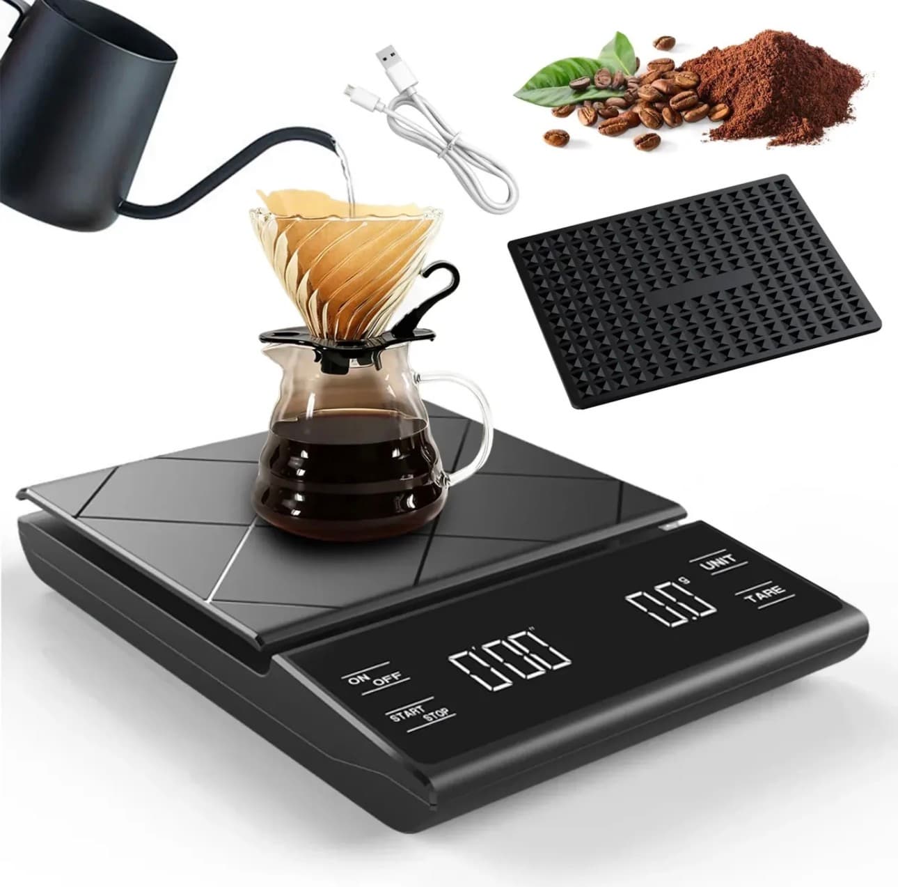 Balança Com Temporizador De Precisão Café Barista Cozinha - 1
