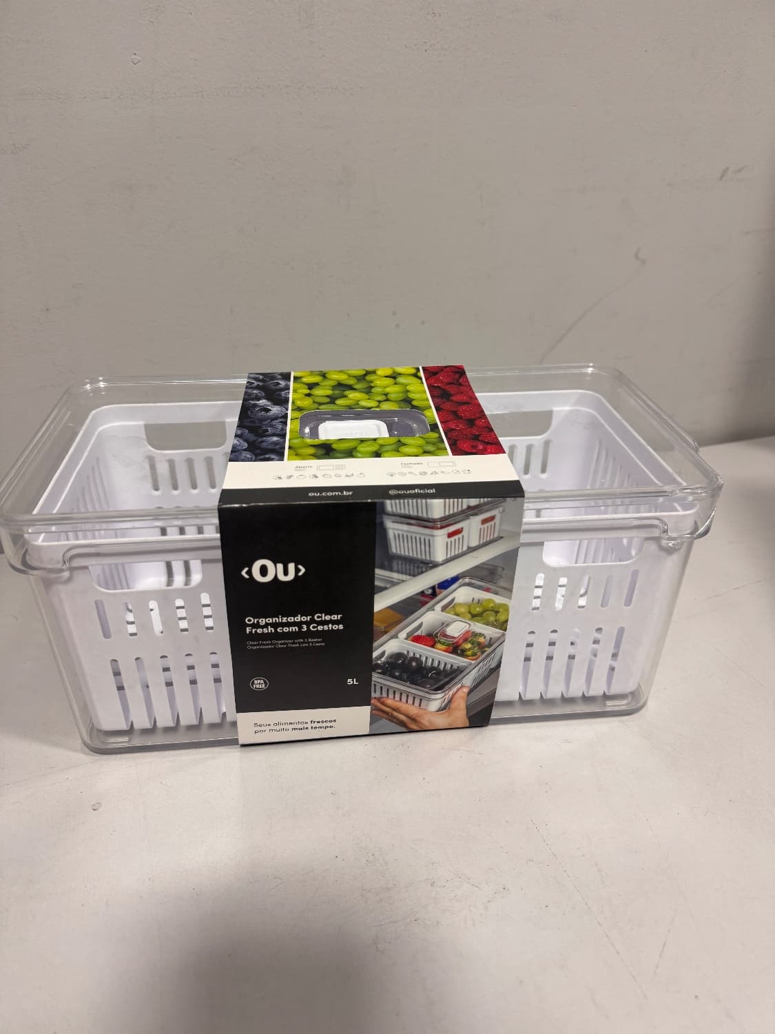 Organizador de geladeira com cesto triplo 5L - 1