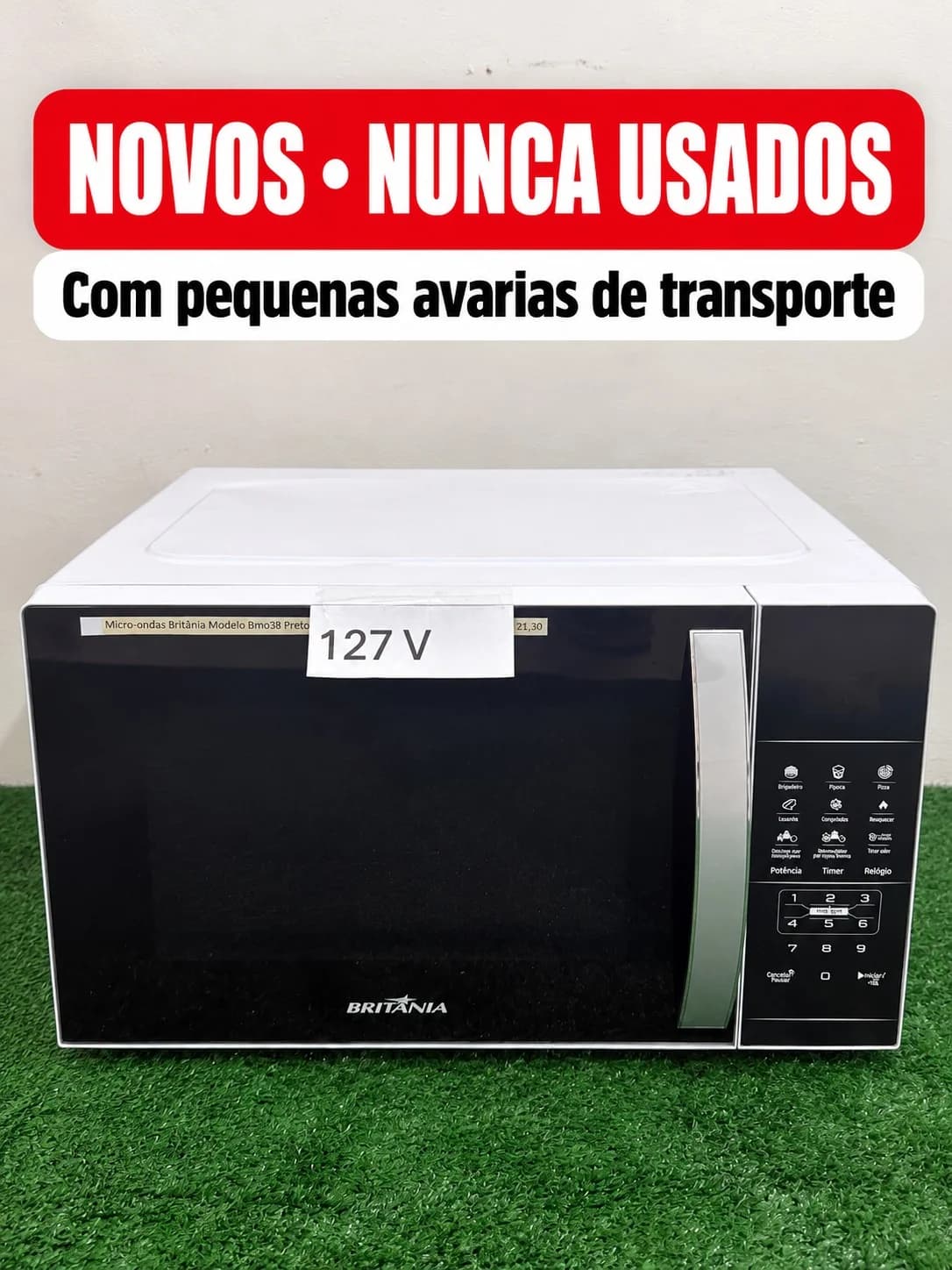 Micro-ondas Britânia BMO38 33 Litros Limpa Fácil 1400W Branco com Preto - 1
