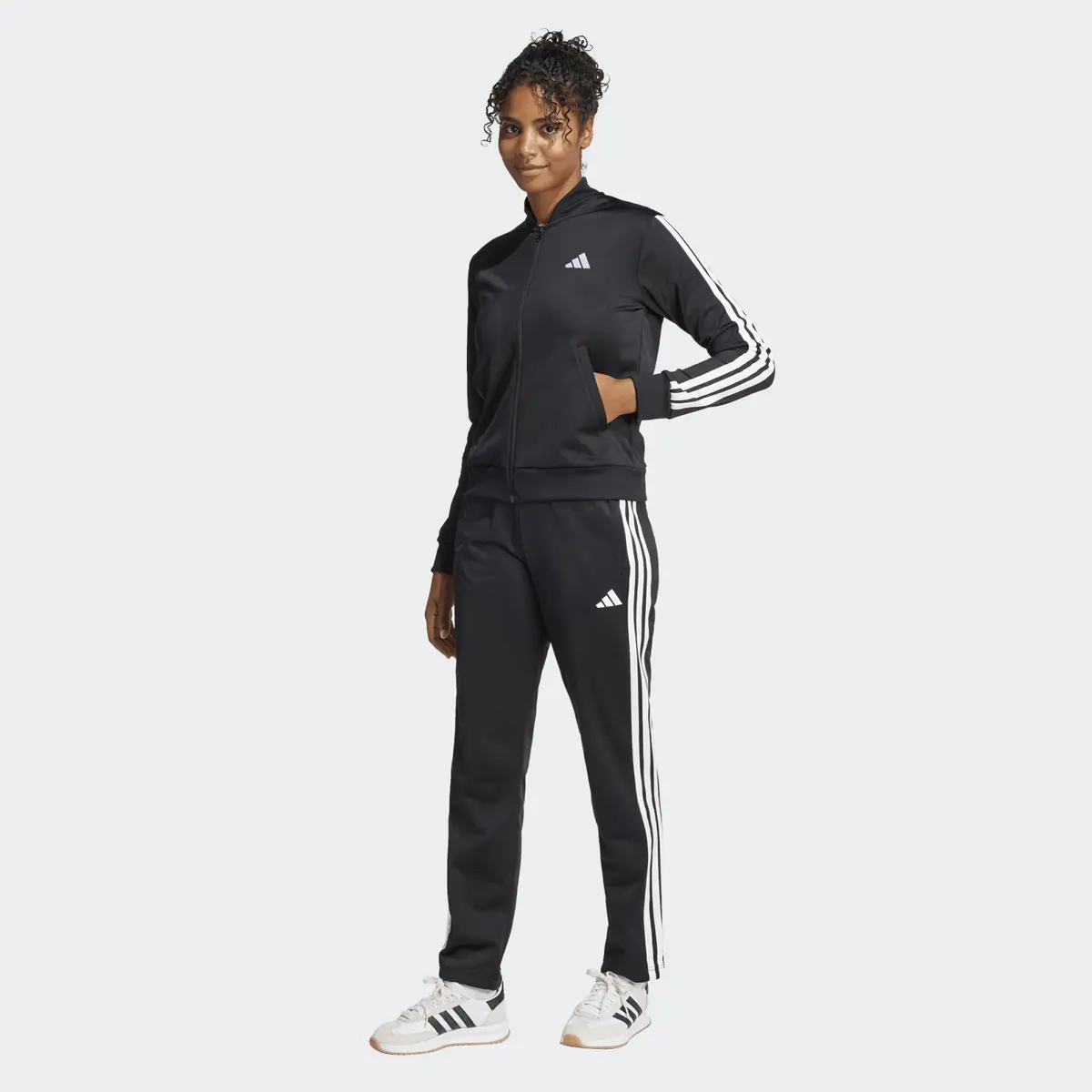 Conjunto Agasalho adidas Tr 3 Stripes Feminino Preto Tamanho M Produto Original - 1