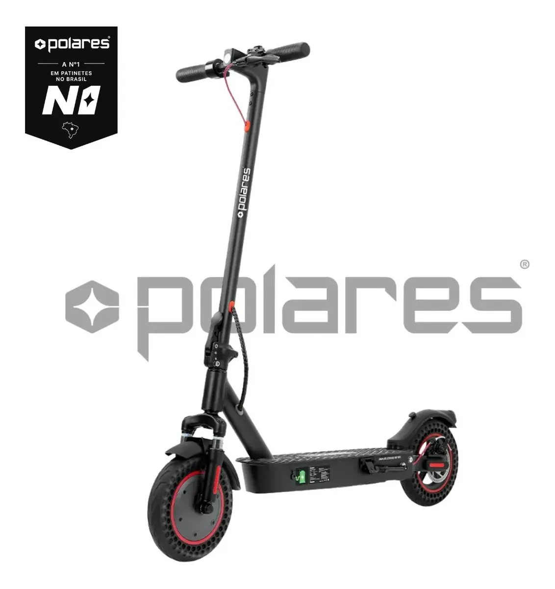 POLARES Z20PRO Patinete Elétrico Premium 500w Pneu Aderente Velocidade Máxima 32km/h Até 35km De Autonomia Polares Cor Preto 💳 Até 6X No Cartão de Credito - 1