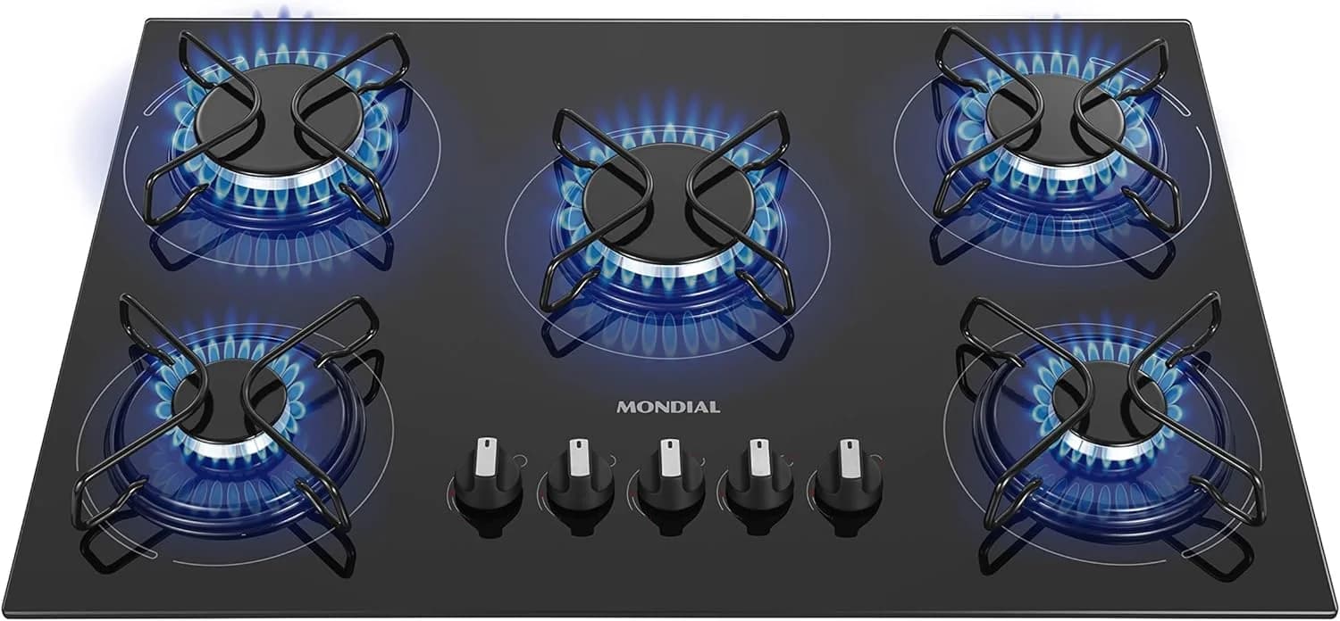 Cooktop MONDIAL a Gás, 5 Bocas, Preto/Inox, Bivolt - CTG-02 💳 Até 6X No Cartão de Credito - 1