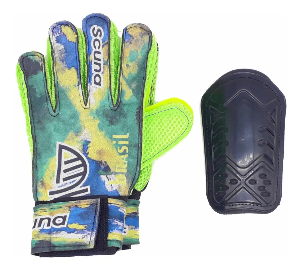 Kit Luva Goleiro Campo Treino + Caneleira INFANTIL - 1