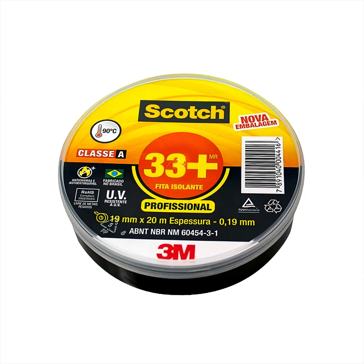 Fita Isolante 3M Scotch 33+ Profissional de 20 Metros na Cor Preta - 1