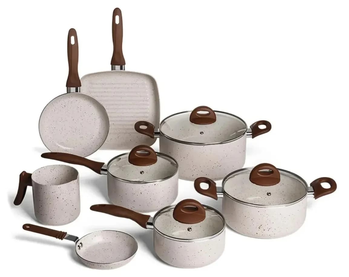 Conj de Panelas 8 Peças Ceramic Life Smart Plus Vanilla - Brinox 💳 Até 6X No Cartão de Credito - 1