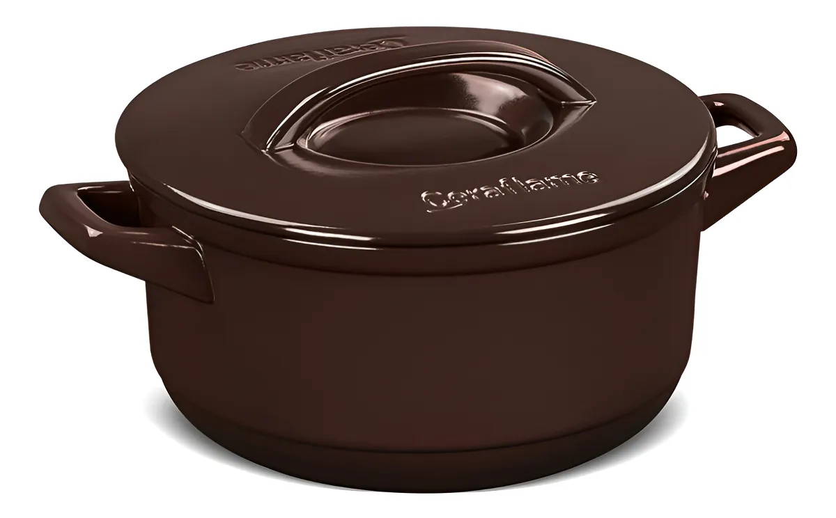 Caçarola Ceraflame Duo Cerâmica 3,2L Chocolate 22cm Para Fogão A Gás - 1