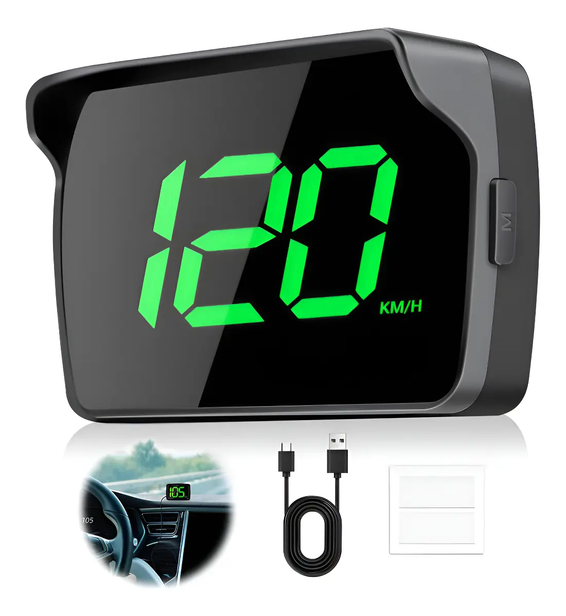 Velocímetro Gps Digital Satélite Head Up Display Km/h Preto - 1