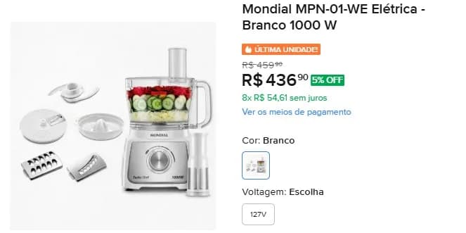 Mondial MPN-01-WE Elétrica - Branco 1000 W - 1