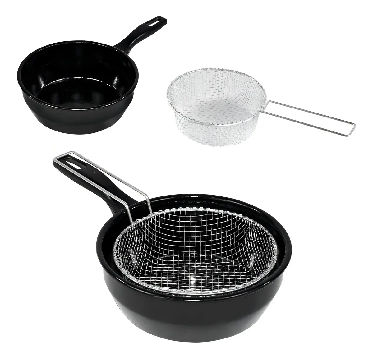 Panela Frigideira Com Cesto de Fritura Fritadeira Esmaltada Fritatudo 20cm 1,5 Litros - 1