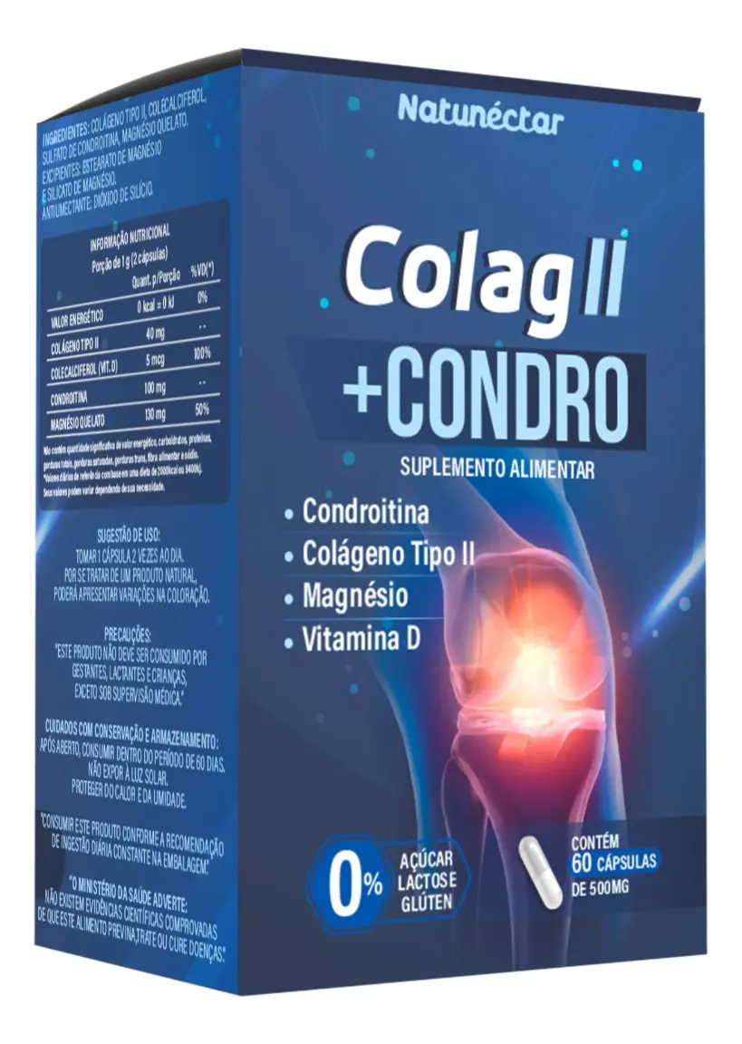 Colágeno Tipo 2 + Condro 500mg 60 Cápsulas Natunectar - 1