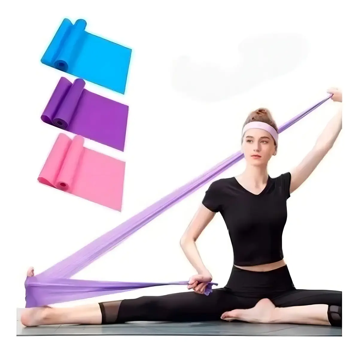 KIT 3 Faixas Elástica Fisioterapia Fitshop Rosa Toning Band 1.5m Tensão Média - 1