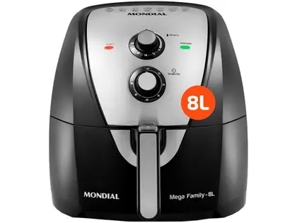 FRITADEIRA ELÉTRICA SEM ÓLEO AIR FRYER MONDIAL MEGA FAMILY AFN-80-BI 8L – PRETA ... - 1