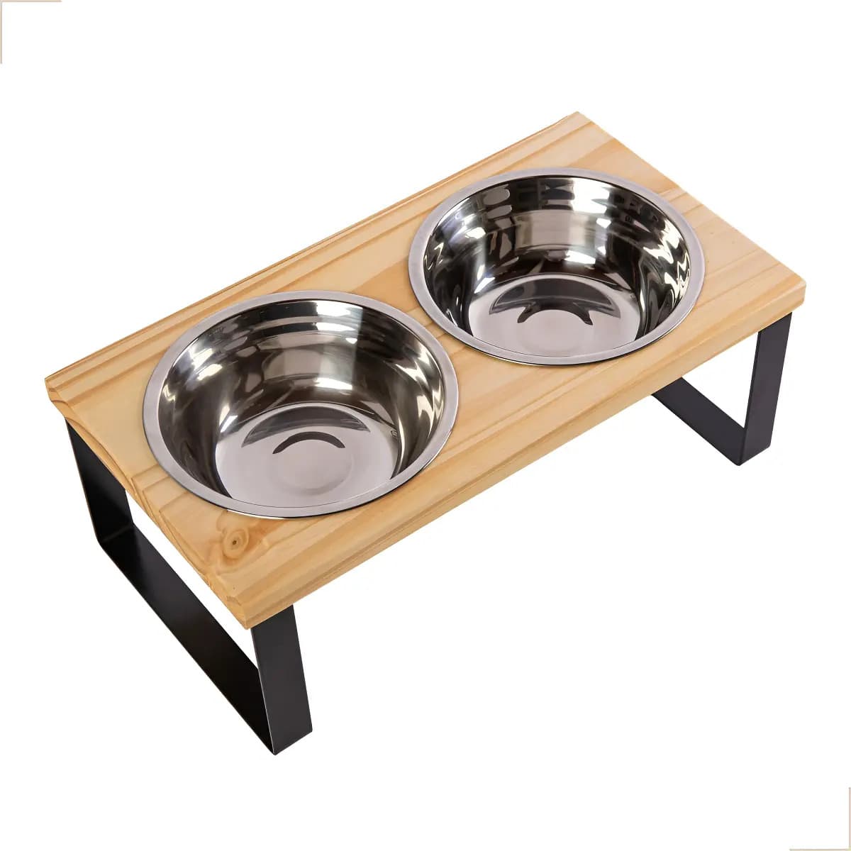 Comedouro Duplo Para Cães E Gatos. Altura: 12,5cm Comprimento: 36Cm - 1