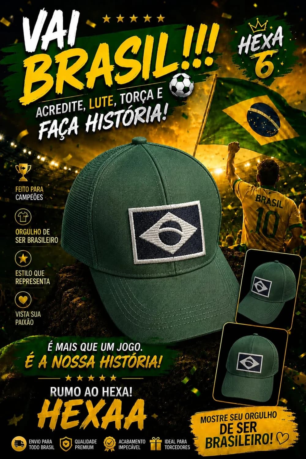 Boné Do Brasil Adulto Verde - 1