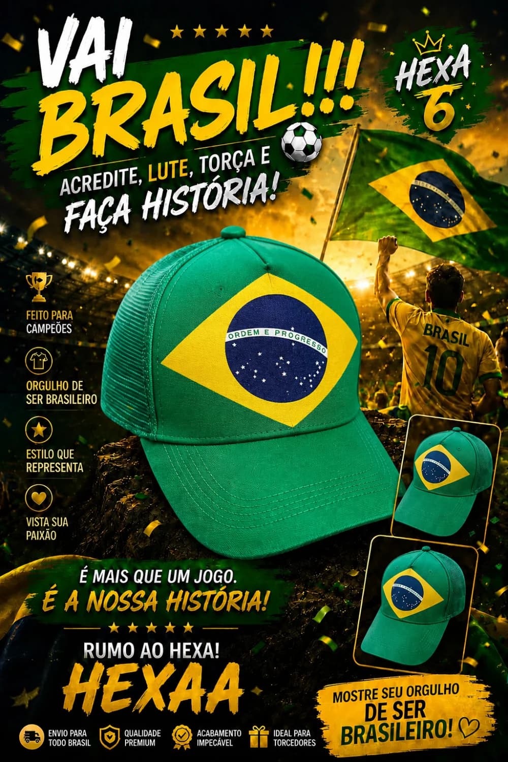 Boné Do Brasil Infantil Cor Verdade De Telinha - 1