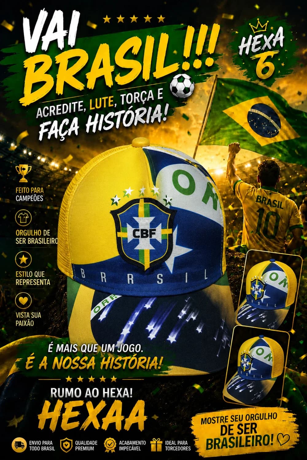 Boné Do Brasil Infantil Cor Amarelo - 1