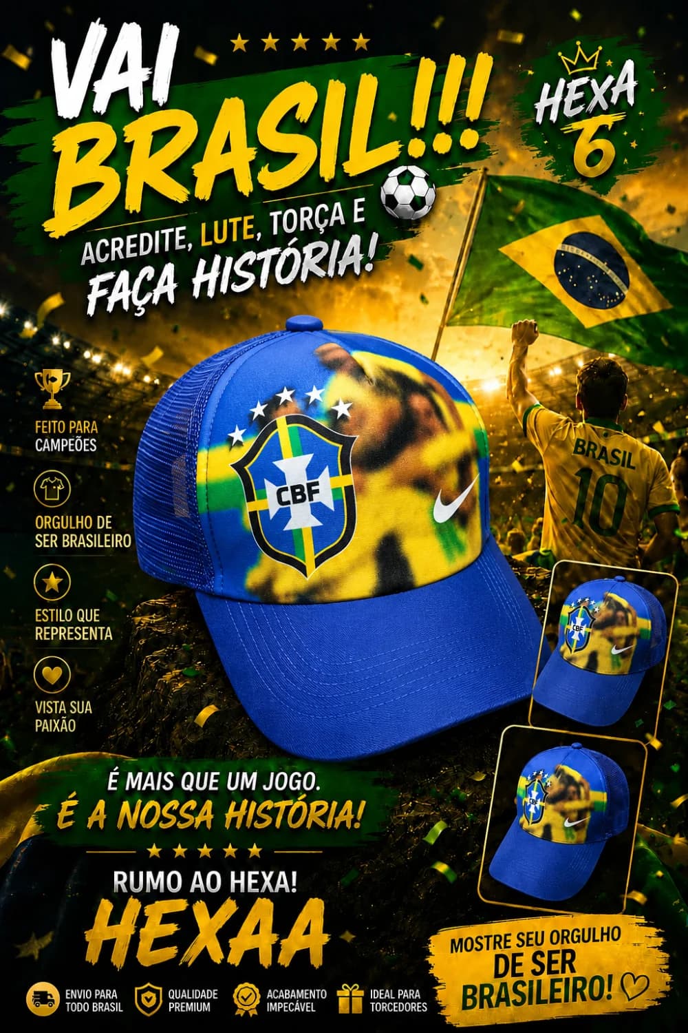 Boné Da CBF Infantil Cor Azul - 1