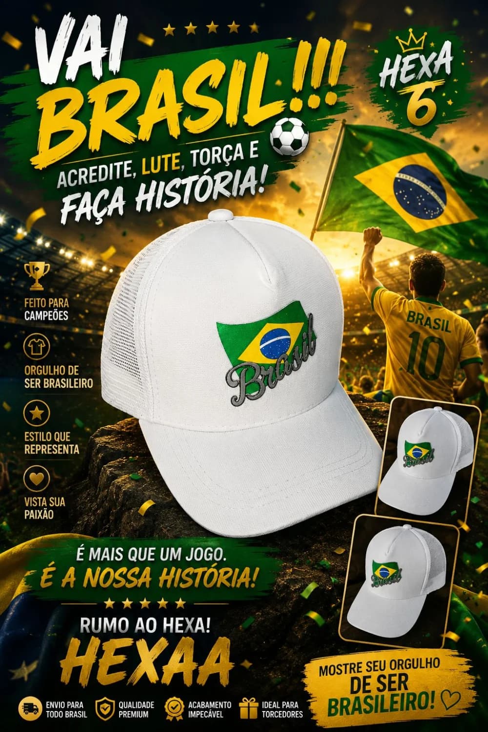 Boné Do Brasil Adulto Cor Branca - 1