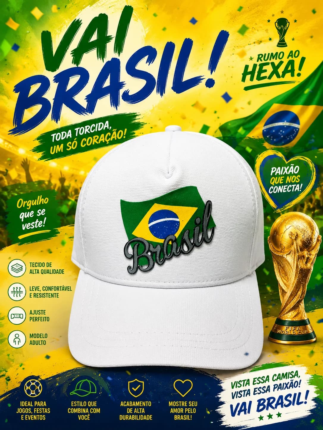 Boné Do Brasil Adulto Cor Branca - 1