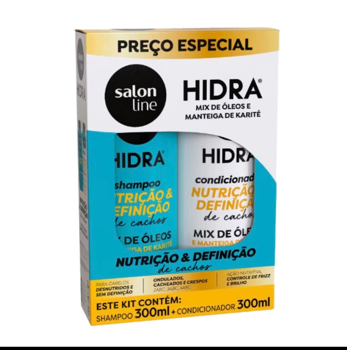 Kit Salon Line Shampoo e Condicionador Hidra Nutrição e Definição de Cachos 300ml - 1