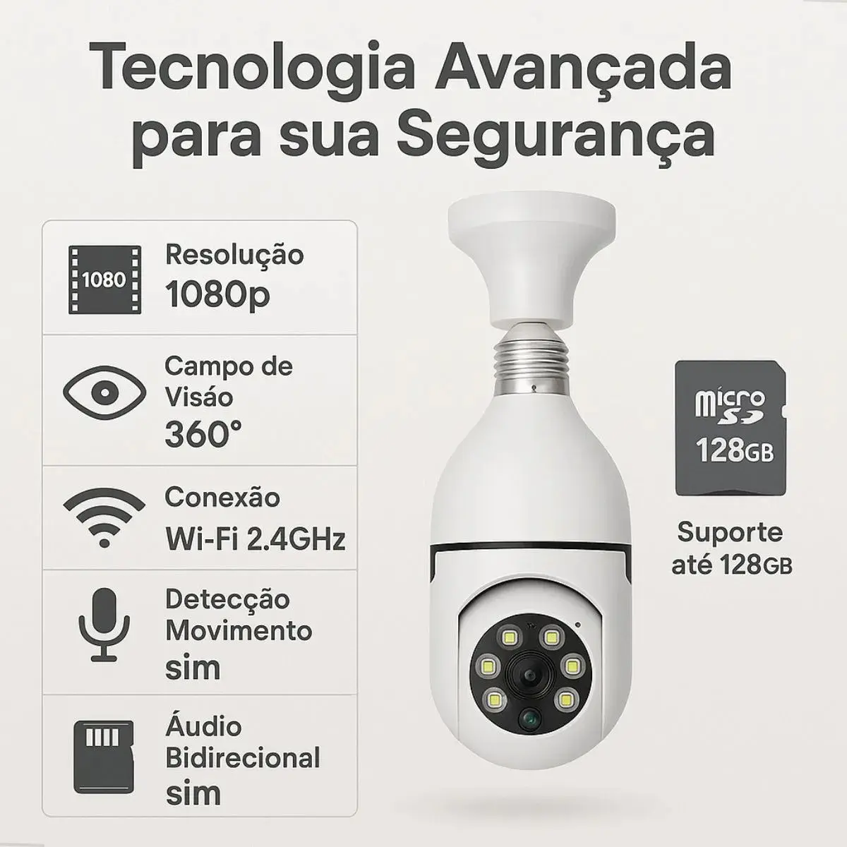 Camera Lampada de Segurança jortan jt-8177 - 1