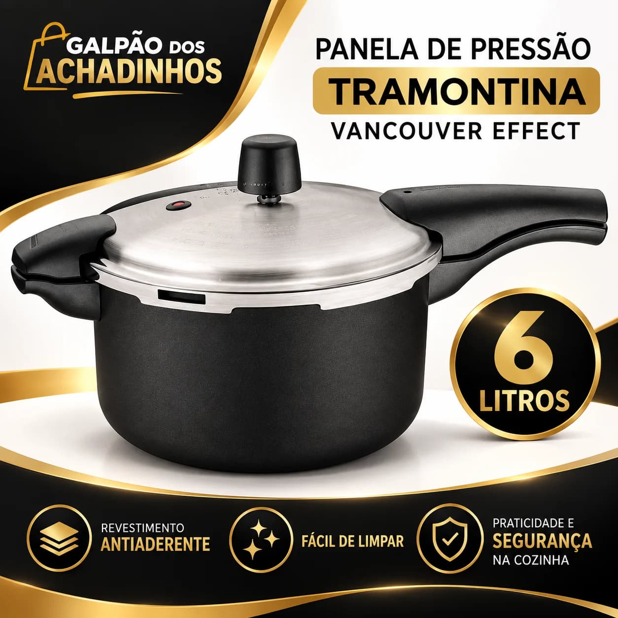 Panela de Pressão Tramontina Vancouver 6L – Preta - 1