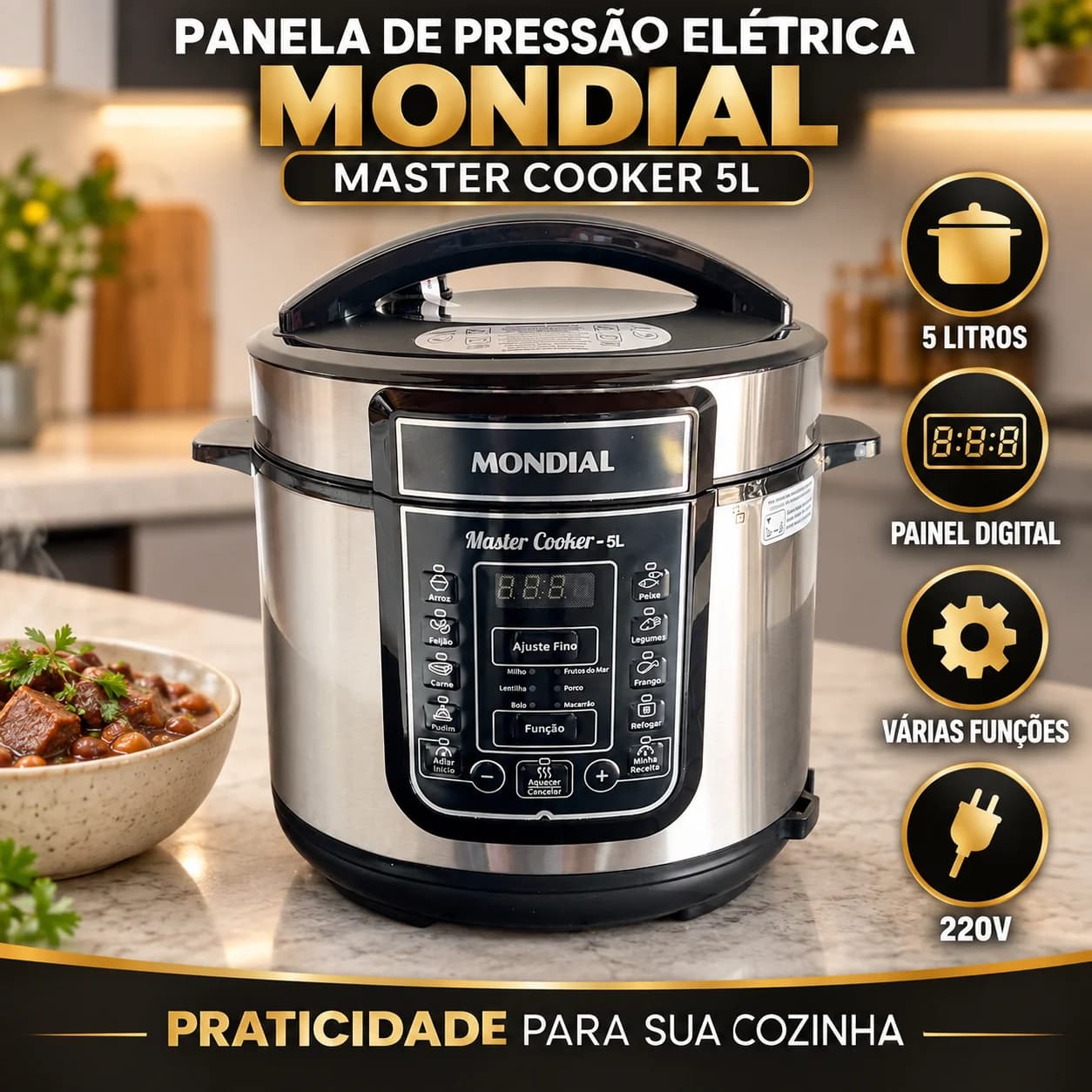 Panela de Pressão Elétrica Mondial PE-38 5L – 220V - 1